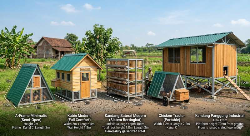 Desain Kandang Ayam Baja Ringan dan Kayu Paling Awet Hingga Hemat Biaya