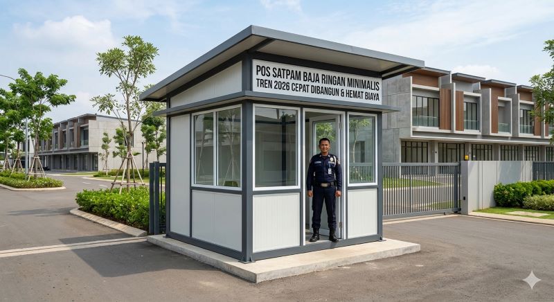 Pos Satpam Baja Ringan Minimalis Tren 2026 Cepat Dibangun & Hemat Biaya